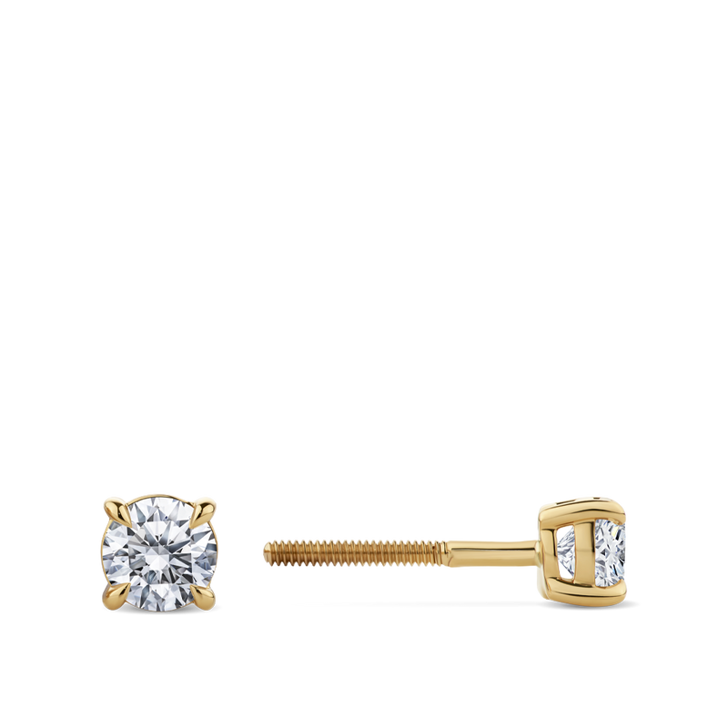 0.50 Carat Round Brilliant Cut Diamond Stud Earrings in 18ct Yellow Gold Hardy Brothers Jewellers
