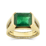4.39 Carat Emerald and Diamond Signet Ring in 18ct Yellow Gold Hardy Brothers Jewellers