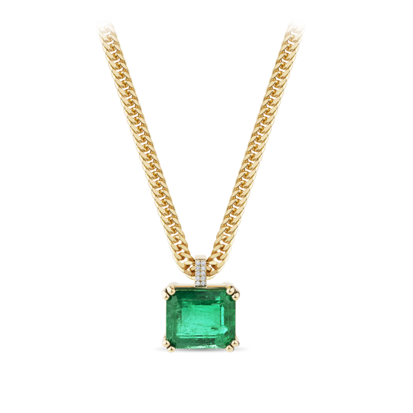11.70 Carat Emerald and Diamond Pendant in 18ct Yellow Gold Hardy Brothers Jewellers 