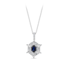 Sapphire and Diamond Halo Pendant in 18ct White Gold Hardy Brothers Jewellers
