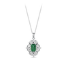 Emerald and Diamond Halo Pendant in 18ct White Gold Hardy Brothers Jewellers