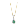 Pear Cut Emerald and Diamond Halo Pendant in 18ct Yellow and White Gold Hardy Brothers Jewellers