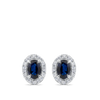 Oval Cut Sapphire and Alternating Diamond Stud Earrings in 18ct White Gold Hardy Brothers Jewellers