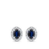 Oval Cut Sapphire and Alternating Diamond Stud Earrings in 18ct White Gold Hardy Brothers Jewellers