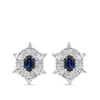 Sapphire and Diamond Halo Earrings in 18ct White Gold Hardy Brothers Jewellers