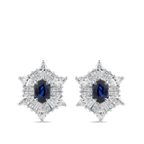 Sapphire and Diamond Halo Earrings in 18ct White Gold Hardy Brothers Jewellers