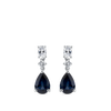 Pear Cut Sapphire and Diamond Drop Earrings in 18ct White Gold Hardy Brothers Jewellers