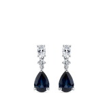 Pear Cut Sapphire and Diamond Drop Earrings in 18ct White Gold Hardy Brothers Jewellers