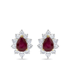 Pear Cut Ruby and Diamond Halo Stud Earrings in 18ct Yellow Gold Hardy Brothers Jewellers