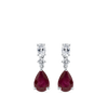 Pear Cut Ruby and Diamond Drop Earrings in 18ct White Gold Hardy Brothers Jewellers