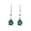 Pear Cut Emerald and Diamond Drop Earrings in 18ct White Gold Hardy Brothers Jewellers