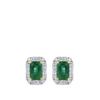 Emerald and Alternating Diamond Stud Earrings in 18ct Yellow and White Gold Hardy Brothers Jewellers