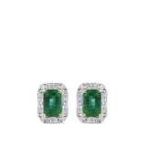 Emerald and Alternating Diamond Stud Earrings in 18ct Yellow and White Gold Hardy Brothers Jewellers