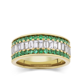 Baguette Statement Emerald and Diamond Ring in 18ct Yellow Gold Hardy Brothers Jewellers