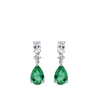 Pear Cut Emerald and Diamond Drop Earrings in 18ct White Gold Hardy Brothers Jewellers