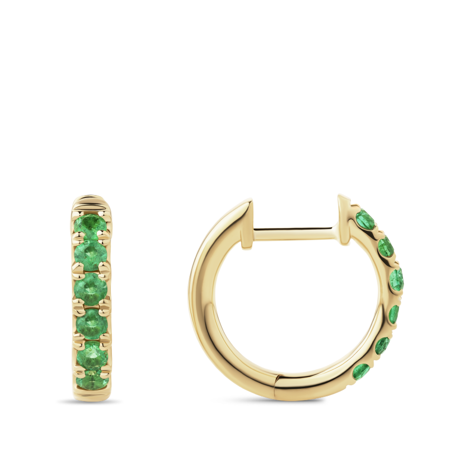 Ear Party Emerald Huggie Earrings in 18ct Yellow Gold Hardy Brothers Jewellers