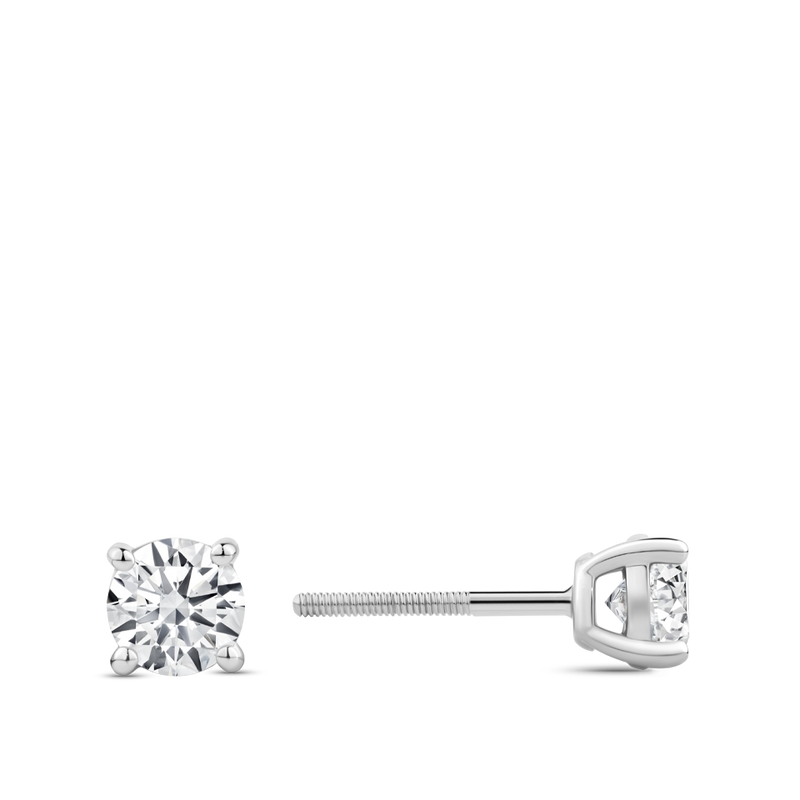 1.00 Carat Solitaire Diamond Stud Earrings in 18ct White Gold Hardy Brothers Jewellers