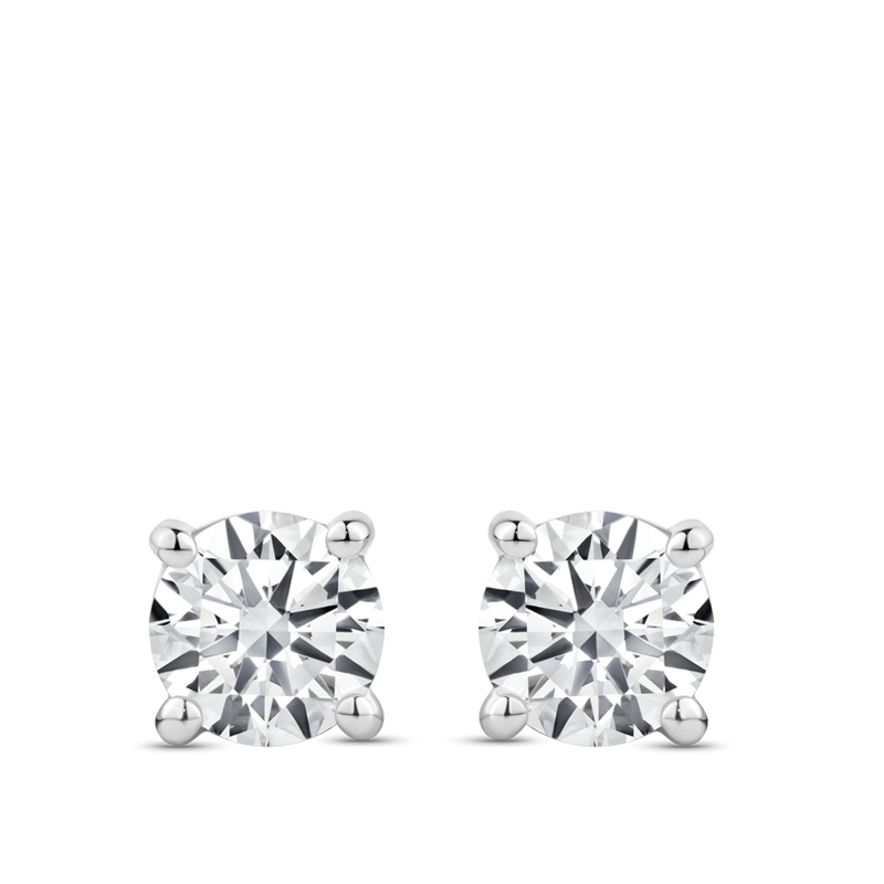 1.00 Carat Solitaire Diamond Stud Earrings in 18ct White Gold Hardy Brothers Jewellers