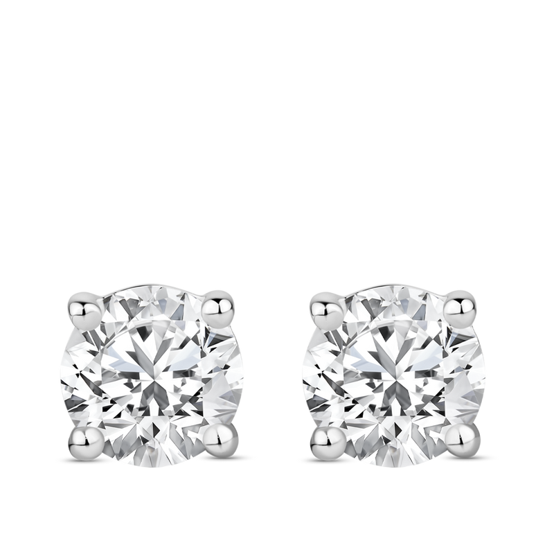 2.00 Carat Solitaire Diamond Stud Earrings in 18ct White Gold Hardy Brothers Jewellers