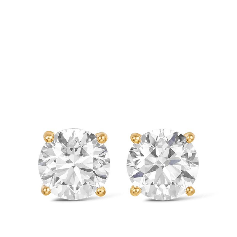 2.00 Carat Round Brilliant Cut Diamond Stud Earrings in 18ct Yellow Gold Hardy Brothers Jewellers