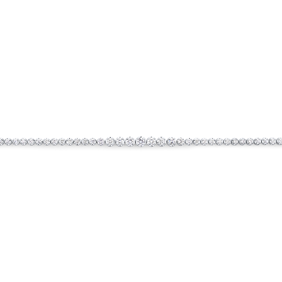 3.00 Carat Graduated Diamond Tennis Necklace in 18ct White Gold Hardy Brothers Jewellers