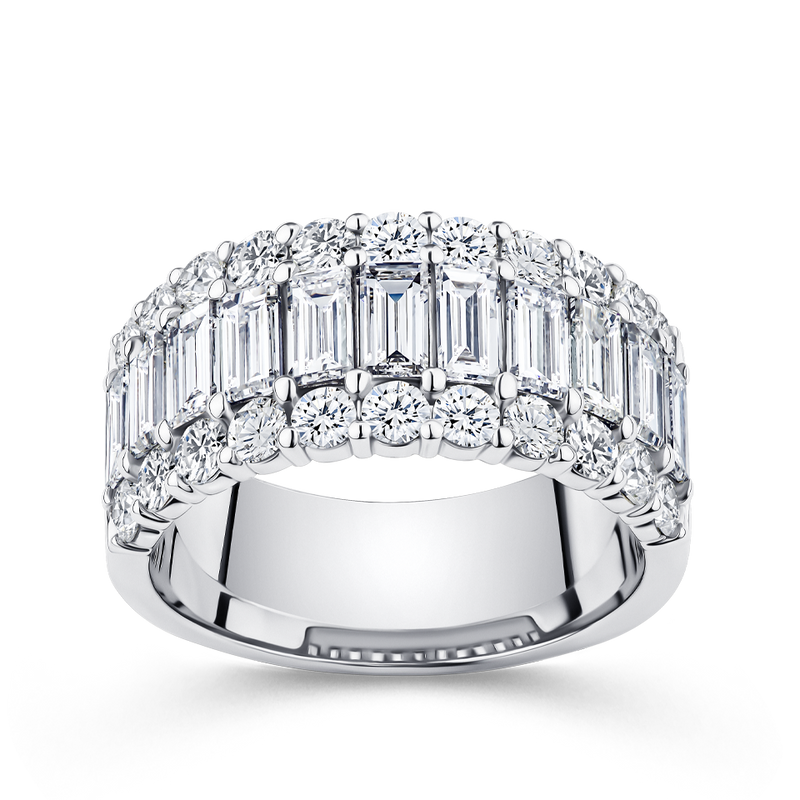 Baguette Statement Diamond Ring in 18ct White Gold Hardy Brothers Jewellers