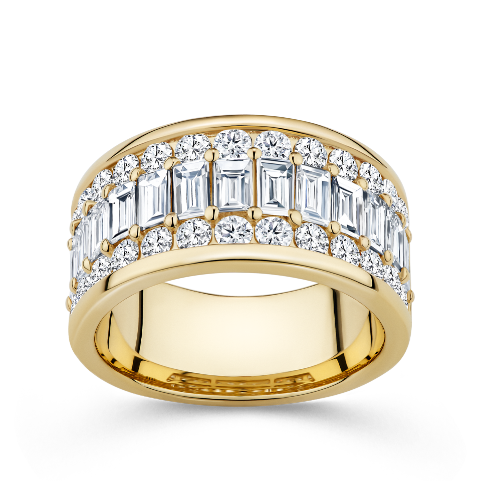 Baguette Statement Diamond Ring in 18ct Yellow Gold Hardy Brothers Jewellers