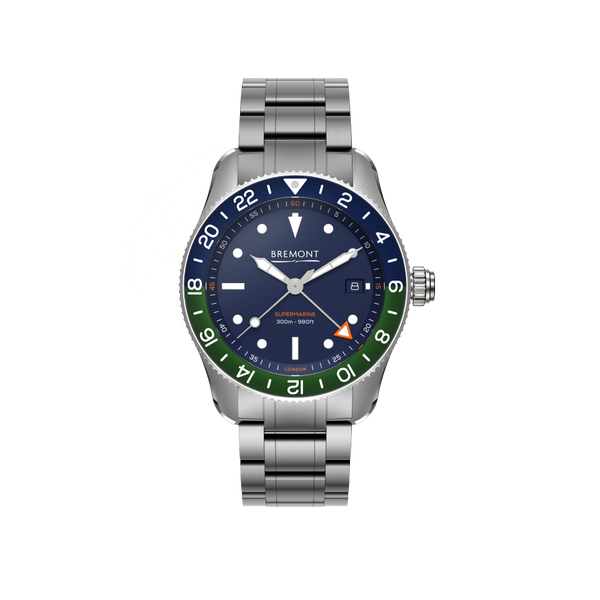 Bremont Supermarine S302 Blue Green Stainless Steel 40MM GMT Watch Hardy Brothers Jewellers