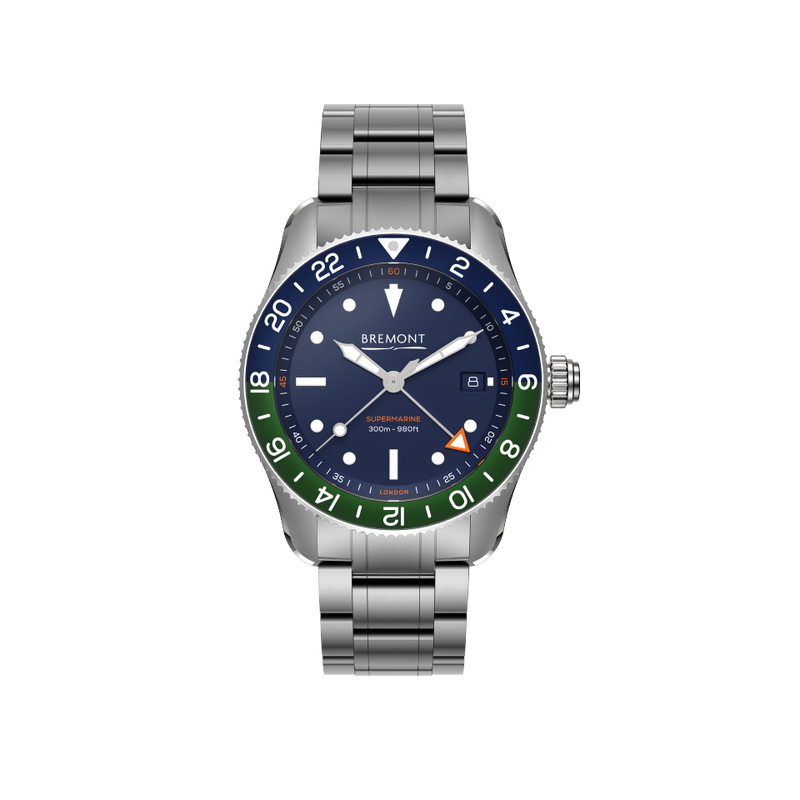 Bremont Supermarine S302 Blue Green Stainless Steel 40MM GMT Watch Hardy Brothers Jewellers
