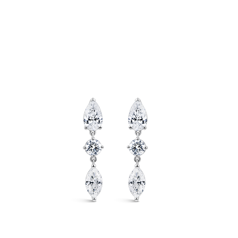 Fancy Cut Diamond Drop Earrings in 18ct White Gold Hardy