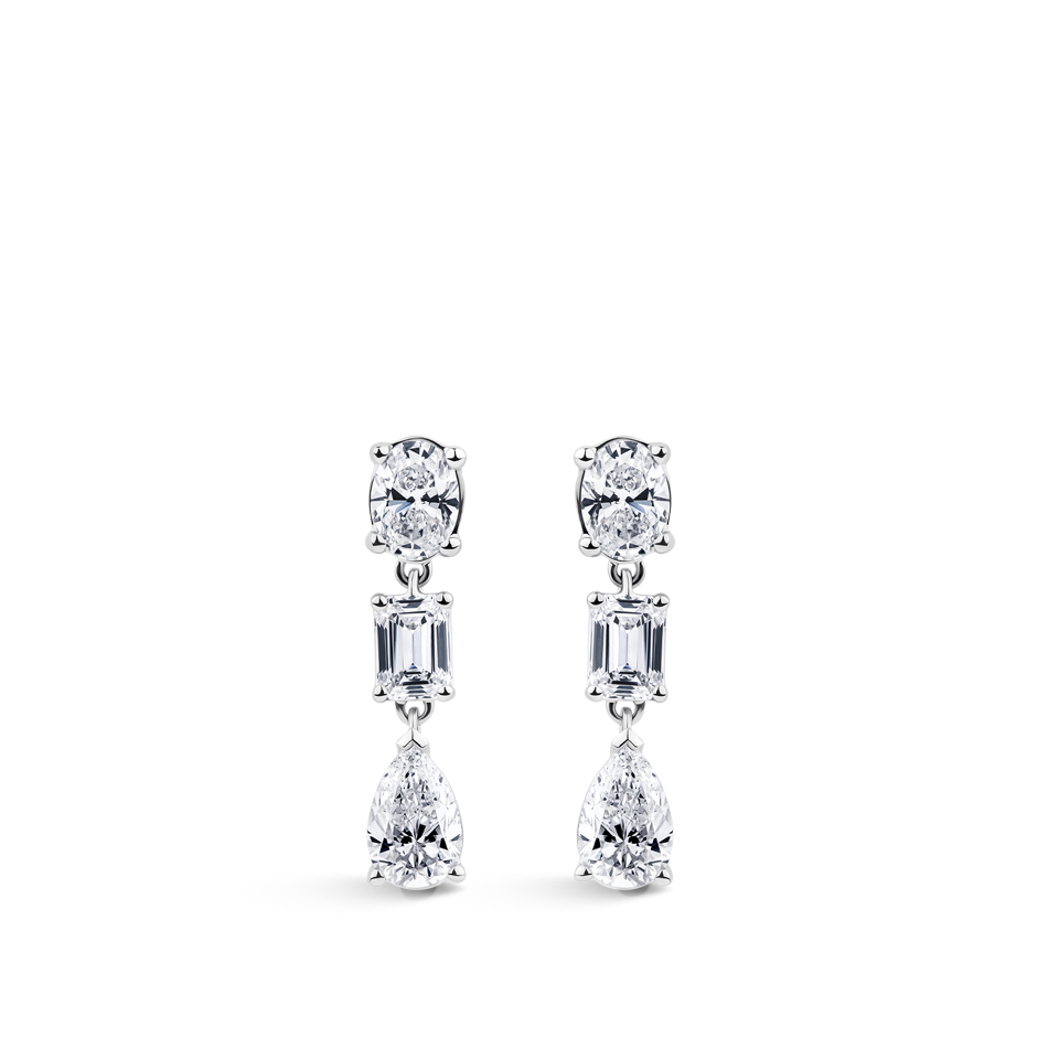 Fancy Cut Diamond Drop Earrings in 18ct White Gold Hardy Brothers Jewellers