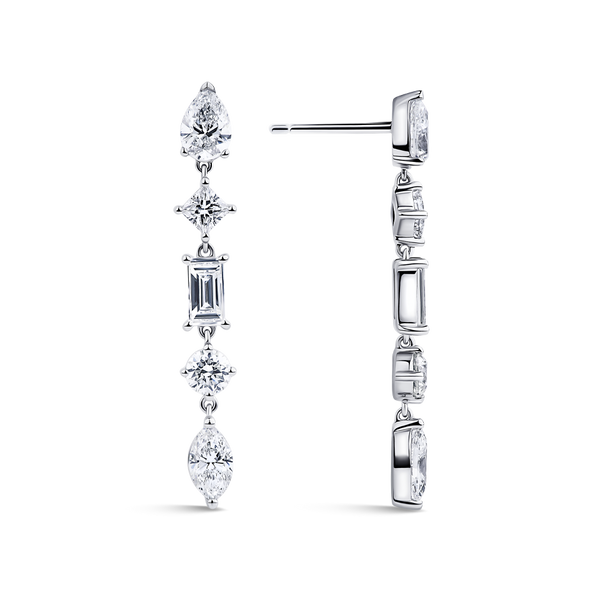 Fancy Cut Diamond Drop Earrings in 18ct White Gold Hardy Brothers Jewellers