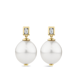South Sea Pearl and Diamond Drop Earrings in 18ct Yellow Gold Hardy Brothers Jewellers