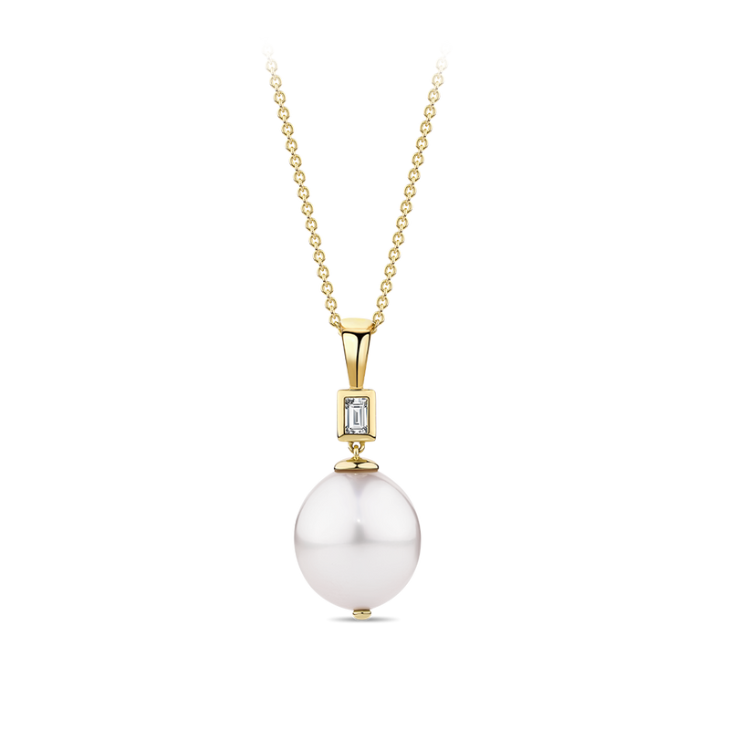 South Sea Pearl and Diamond Pendant in 18ct Yellow Gold Hardy Brothers Jewellers