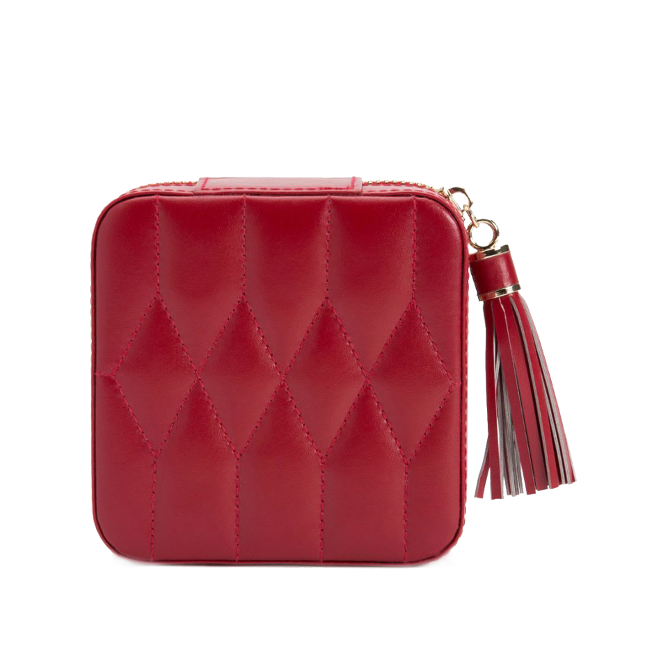 Red Leather Wolf 1834 Caroline Zip Jewellery Travel Case Hardy Brothers Jewellers