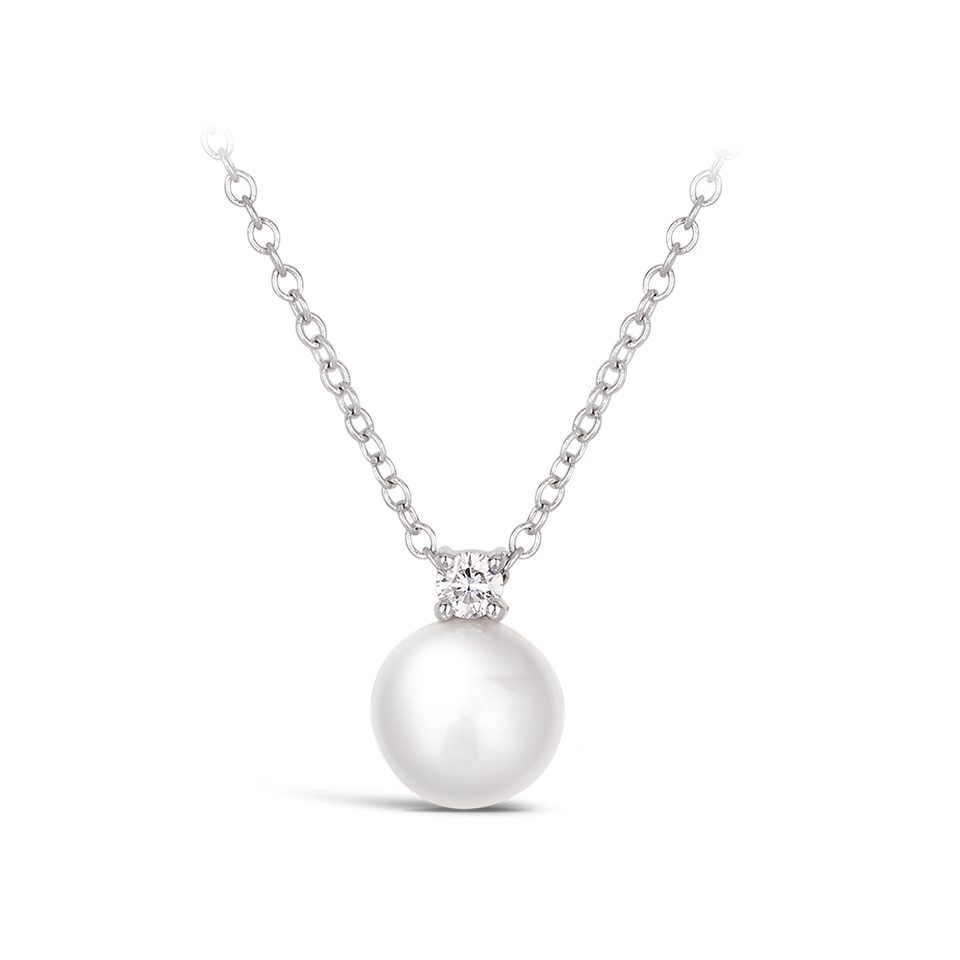 Akoya Pearl and Diamond Necklace in 18ct White Gold Hardy Brothers Jewellers