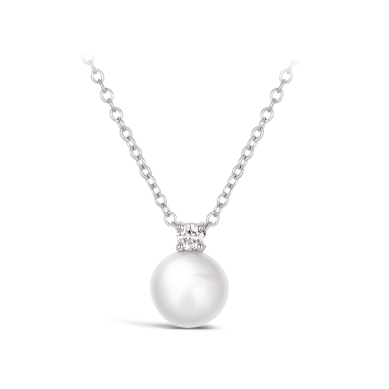 Akoya Pearl and Diamond Necklace in 18ct White Gold Hardy Brothers Jewellers
