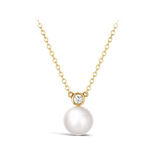 Akoya Pearl and Diamond Necklace in 18ct Yellow Gold Hardy Brothers Jewellers