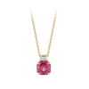 Asscher Cut Raspberry Tourmaline and Diamond Pendant in 18ct Yellow Gold Hardy Brothers Jewellers