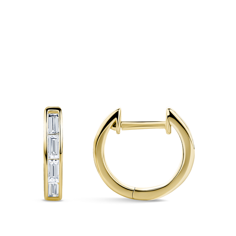 Ear Party Baguette Cut Diamond Huggie Earrings in 18ct Yellow Gold Hardy Brothers Jewellers