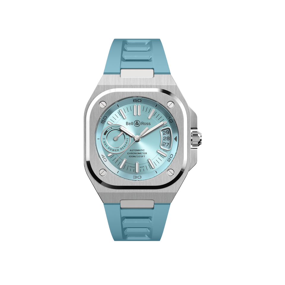Bell & Ross BR-X5 Ice Blue Dial Rubber Strap Automatic Watch 41mm BRX5R-IB-ST/SRB Hardy Brothers Jewellers