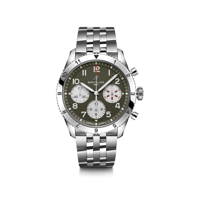 Breitling Classic AVI Chronograph 42 Curtiss Warhawk Steel Bracelet Watch A233802A1L1A1 Hardy Brothers Jewellers