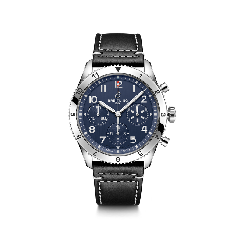 Breitling Classic AVI Chronograph 42 Tribute to Vought F4U Corsair Leather Strap Watch A233801A1C1X1 Hardy Brothers Jewellers