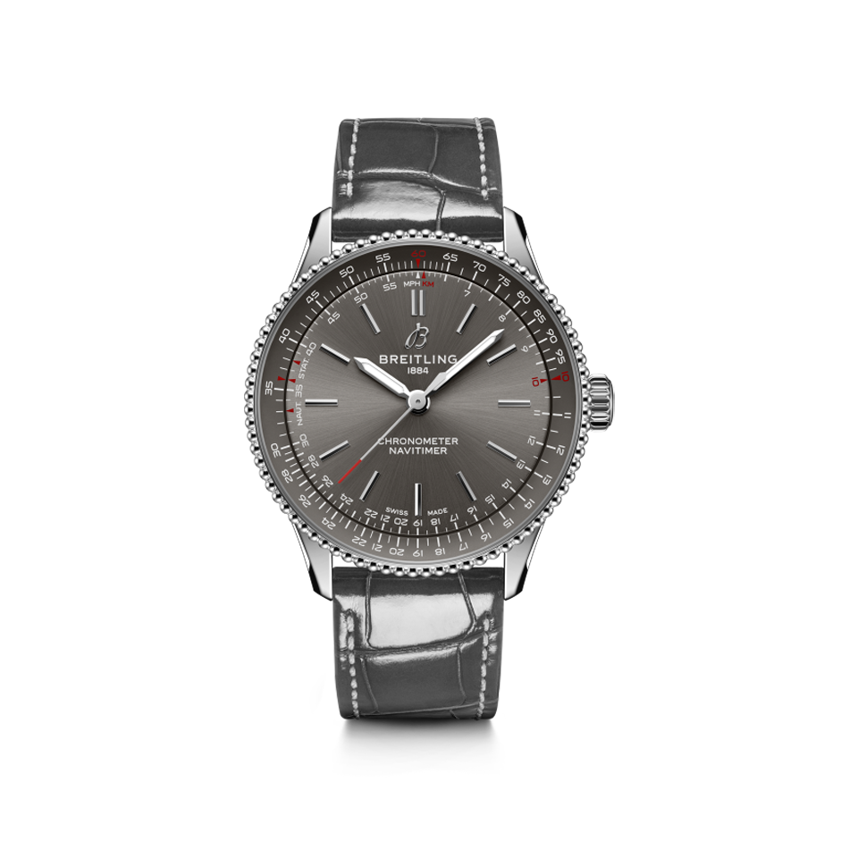 Breitling Navitimer Automatic 36 Grey Dial Alligator Strap A17327381B1P1 Hardy Brothers Jewellers