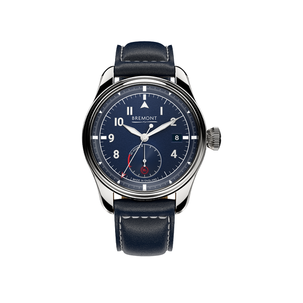 Bremont Fury Stainless Steel Automatic Watch with Blue Dial and Blue Leather Strap Hardy Brothers Jewellers