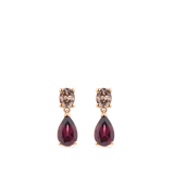 Fancy Cut Champagne Diamond and Pear Cut Rhodalite Garnet Drop Earrings made in 18ct Rose Gold Hardy Brothers Jewellers