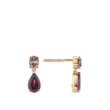 Fancy Cut Champagne Diamond and Pear Cut Rhodalite Garnet Drop Earrings made in 18ct Rose Gold Hardy Brothers Jewellers