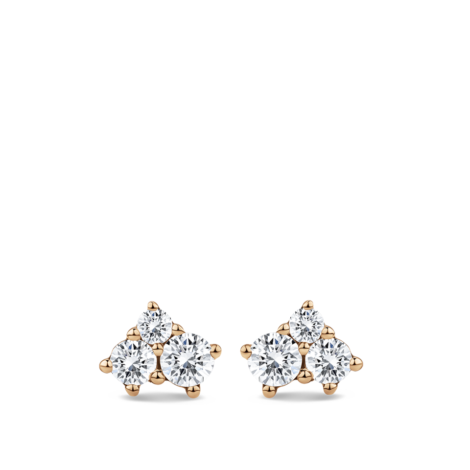 Ear Party Cluster Diamond Stud Earrings in 18ct Rose Gold Hardy Brothers Jewellers