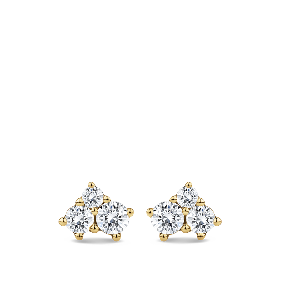 Ear Party Cluster Diamond Stud Earrings in 18ct Yellow Gold Hardy Brothers Jewellers