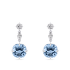 Cushion Cut Aquamarine and Diamond Drop Earrings made in 18ct White Gold Hardy Brothers Jewellers